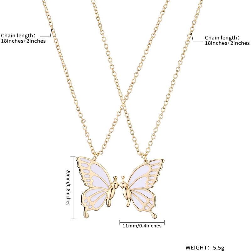 iF ME Simple Stacked Butterfly Pendant Necklace for Women Gold Chain Choker Jewelry Fashion Accessories