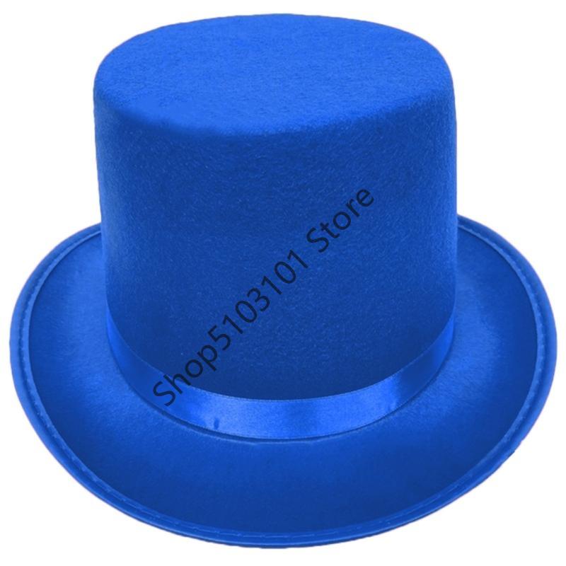 X6HE Elegant Stage Performances Tall Hat Cosplay Costume Gentleman Hat with Roll Trim Adult Carnivals Party Photography Hat