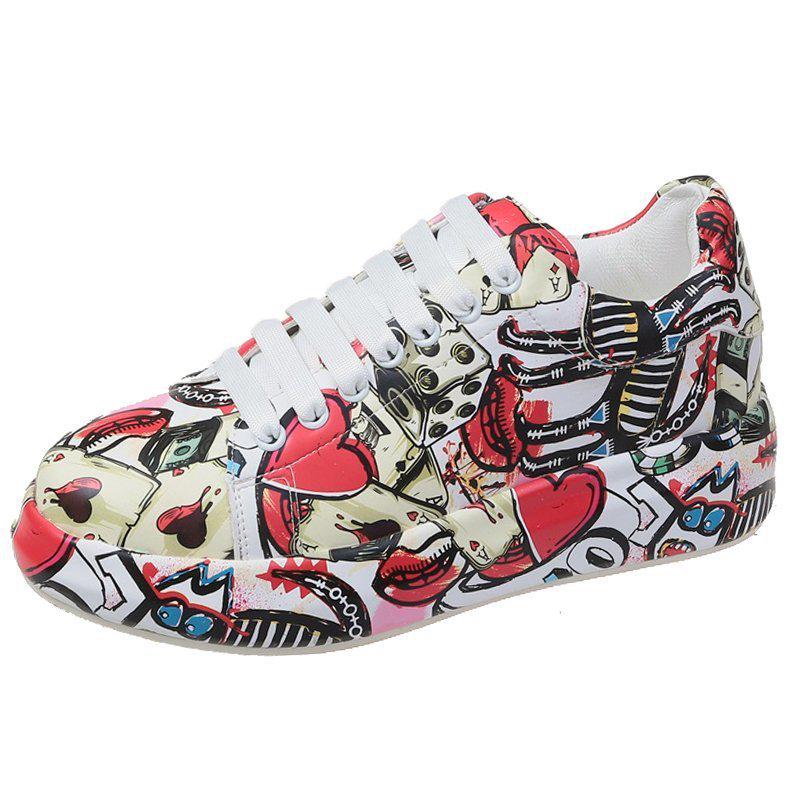 Women's Trendy 2024 Summer Autumn Graffiti Print Dad Shoes - Colorful, Large Size Casual Sneakers