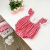 Retro Plaid Flutter Sleeve Baby Romper Summer Girls Stylish Bodysuit Photo Outfit