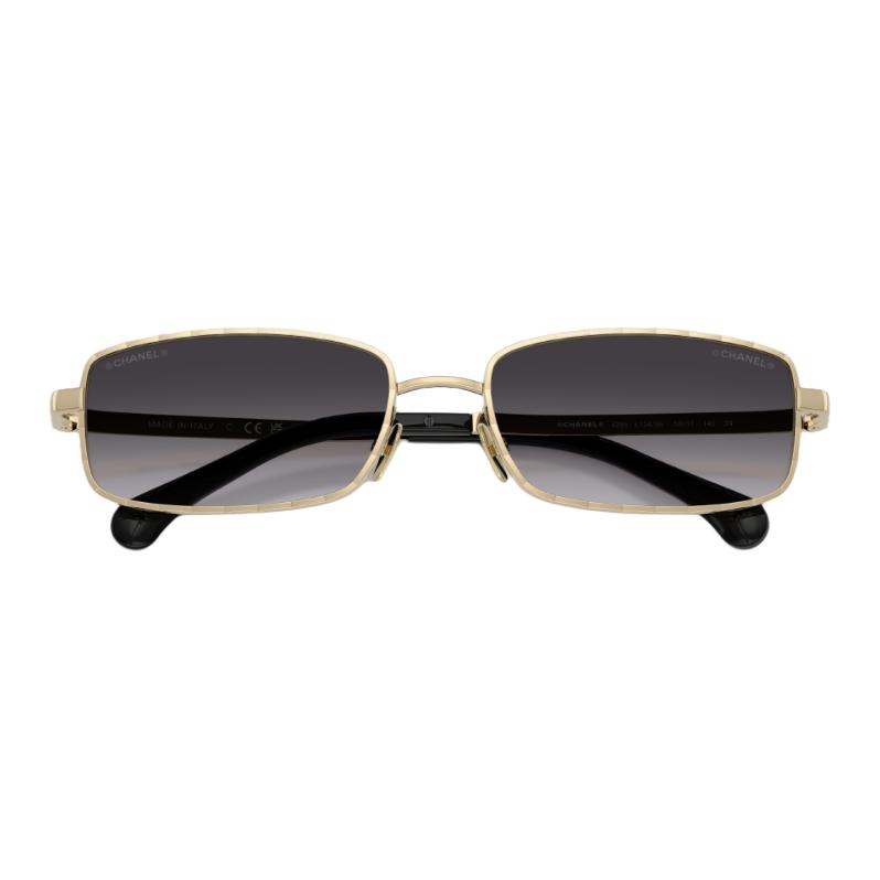 Chanel Gradient Design Metal Rectangular Sunglasses Unisex Sunglasses Light-Gold CH4295C134S6