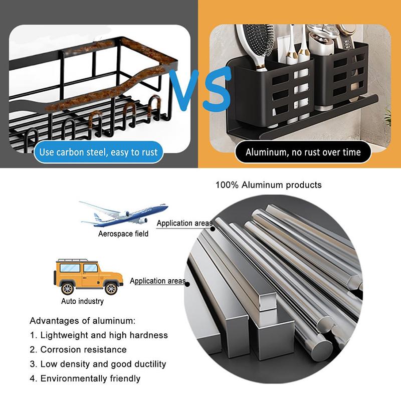 Bathroom Shelves Multifunctional Washbasin Storage Tube Toothbrush Razor Storage Rack Wall-Mounted Bathroom Supplies