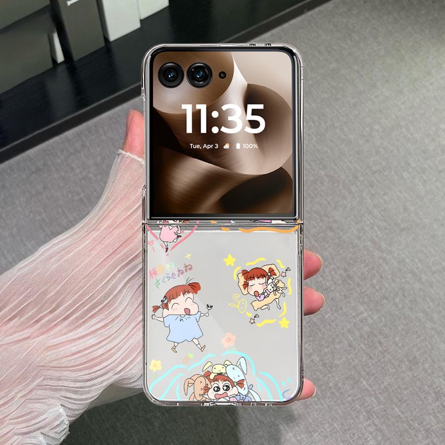 Soft Clear Phone Cover Luxury Funda Case for Motorola Razr 50Ultra 50 60 Ultra 50/60 Crayon Shin Chan Nene