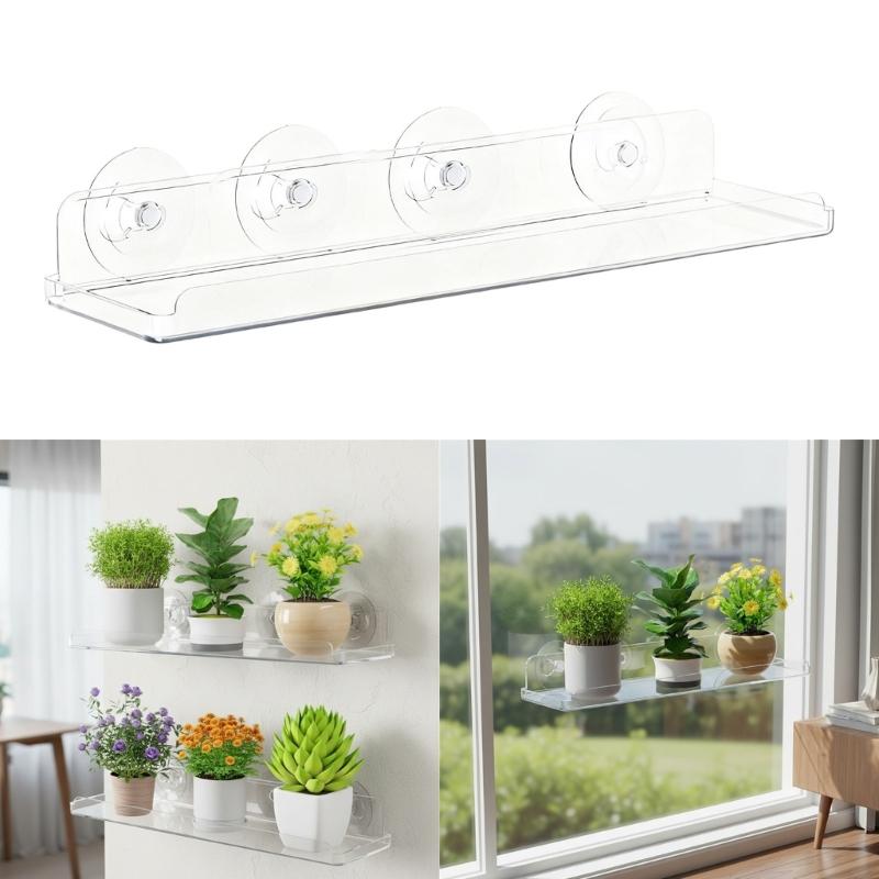 Pack of 1 Clear Acrylic Plant Holder for Succulents Home Decoration Easy Installation Shelf for Window