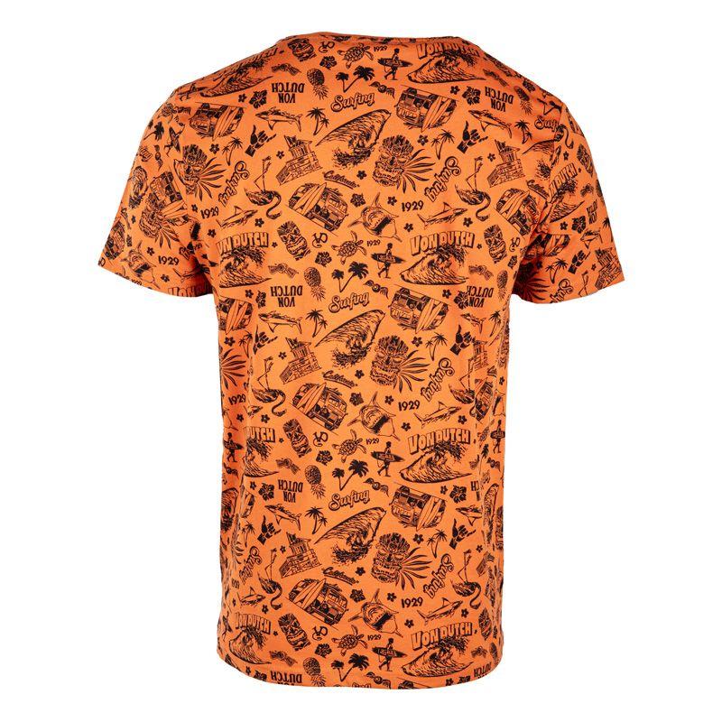 Men's Orange Allover Chest Logo T-shirt VON DUTCH