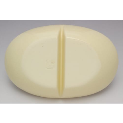 SOUSEN Medium Plate, Yellow-Green, 18cm, Seto Ware, Two-Compartment Plate with Train and Bus Design