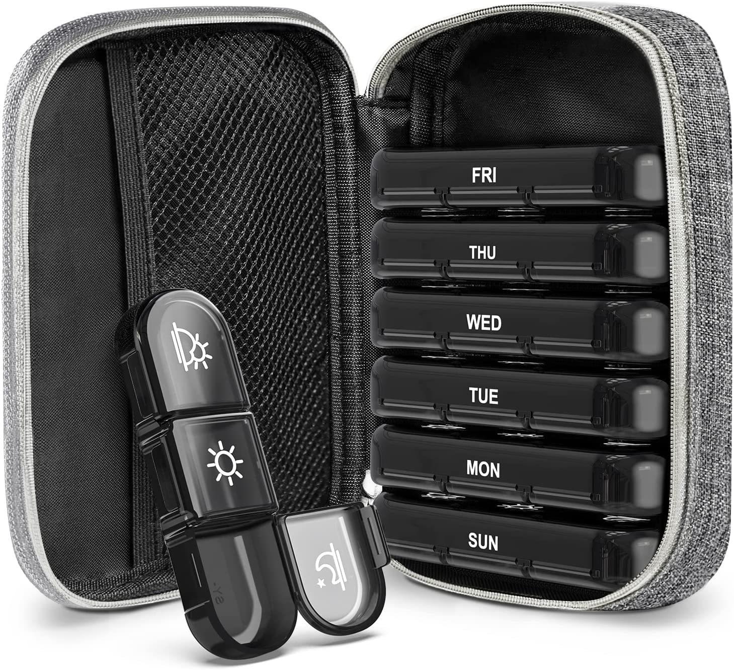 

Weekly Pill Organizers 21 Grids 3 Times A Day Moisture-Proof Pill Box With PU Leather Case For Store Vitamin Medicine Fish Oils