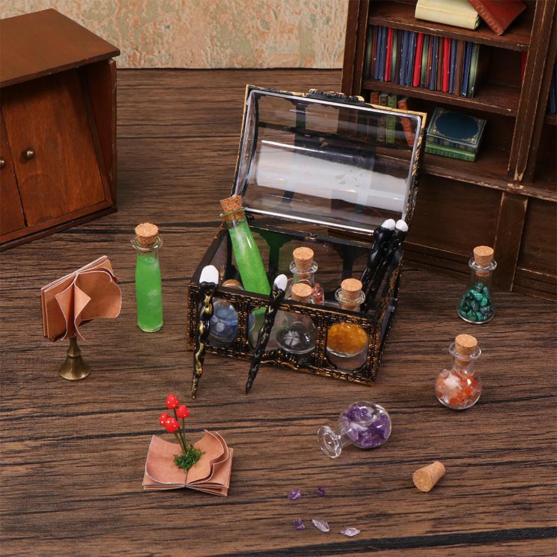 Dollhouse Wizarding World Scene Ornament Vintage Mini Magic Bottle Wand Model Dollhouse Retro Decoration Micro Scene Accessories