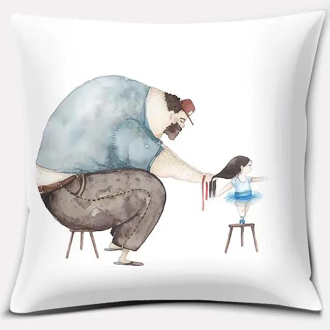 Watercolor Warm Family Series Pillow Gift Home Office Decoration  Bedroom Sofa Car Cushion Cover case