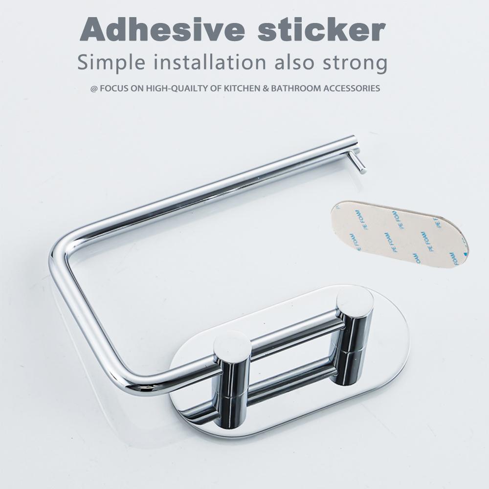 Stainless Steel Self Adhesive Toilet Paper Holder No Drilll Wc Wall Tissue Storage Bathroom Accessories Organization
