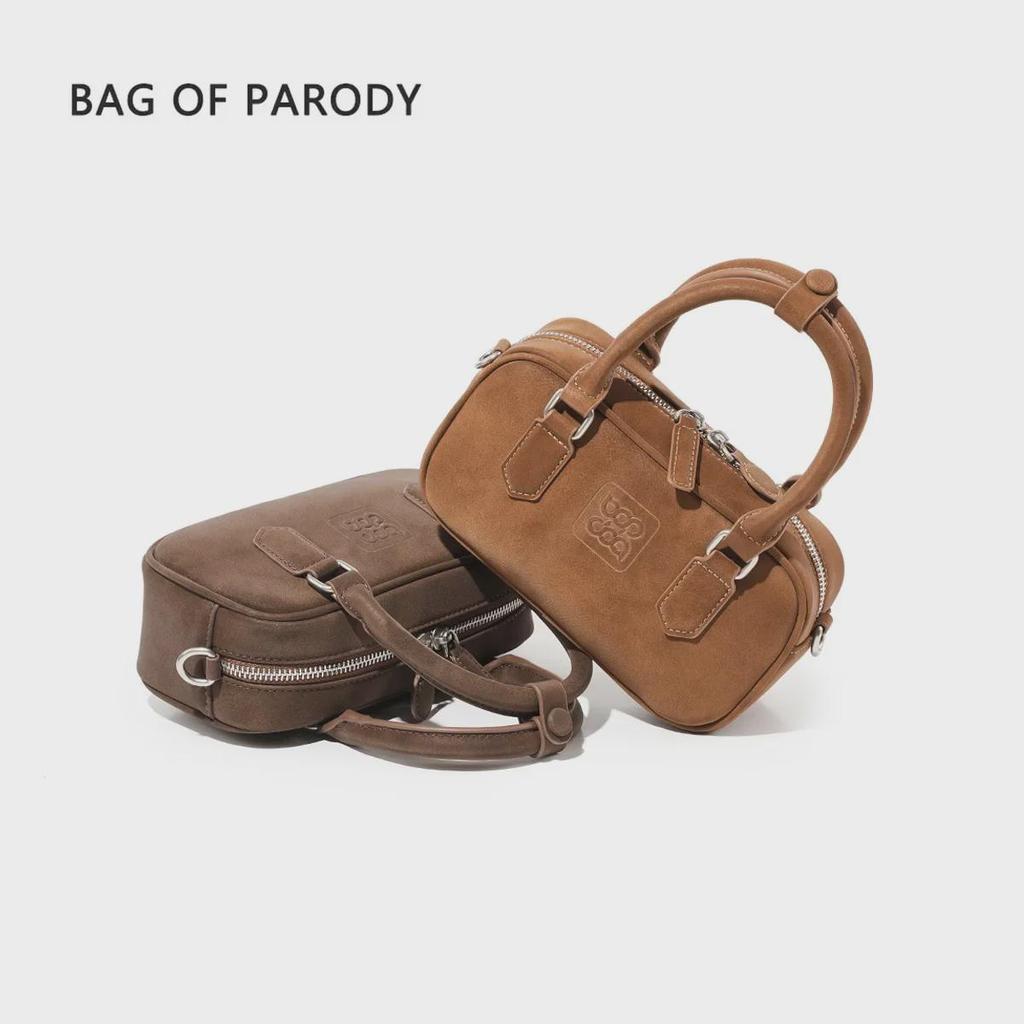 Dámská BOP Hovězí kůže Boston Bowlingová taška - Maillard Kabelka pro podzim/zimu 2024, Styl přes rameno a crossbody