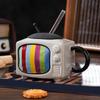 Retro Television Ceramic Mug with Lid & Straw 450ml Creative Nostalgic Design Coffee Cup Leak-Proof & Heat Resistant Drinking Cup Novelty Gift Home