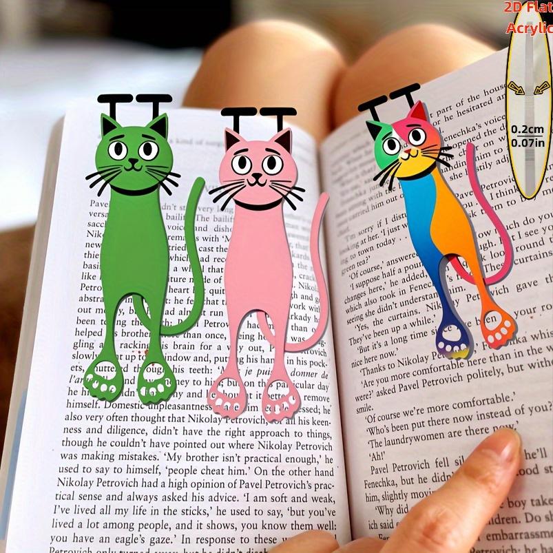 3pcs PVC Cat Bookmarks, Durable Acrylic Material, Colorful Cat Page Markers, Suitable for Readers and Cat Lovers, Suitable for Office and School Use