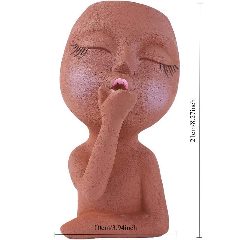 Gardening Creative Doll Resin Ornaments Succulent Flower Pot Green Plant Human Head Shape Flower Pot