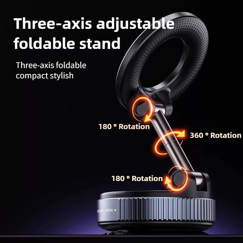 Upgraded 360° Vacuum Magnetic Phone Holder, Magnetic Car Phone Mount, Hands-Free Suction Cup Phone Holder for Car/Gym/Mirror