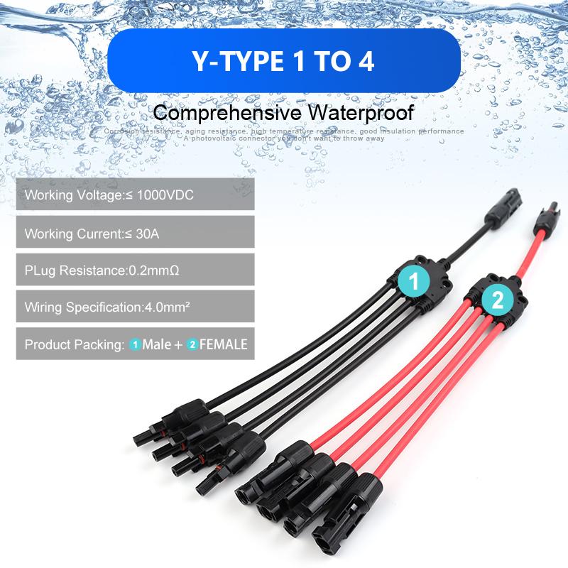 Solar Connector Photovoltaic Panel Adaptor Y Branch Plug 1 To 2 Parallel Connection of Battery Plate Assembly RV PV Group Line