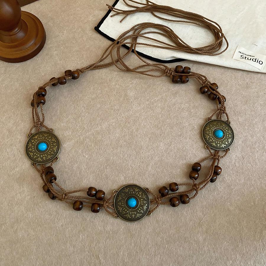Bohemian Ethnische Holzperlen Taillenkette: Vielseitiger Mode-Gürtel für Damen