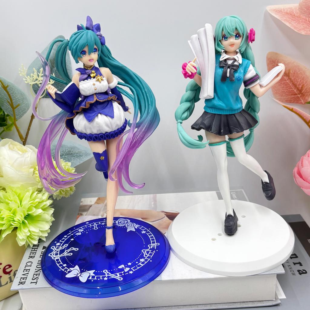 Hatsune Miki Anime Character Kawaii Pvc Model Standing and Sitting Doll Action Doll Collection Decorations Christmas Playthings Presents