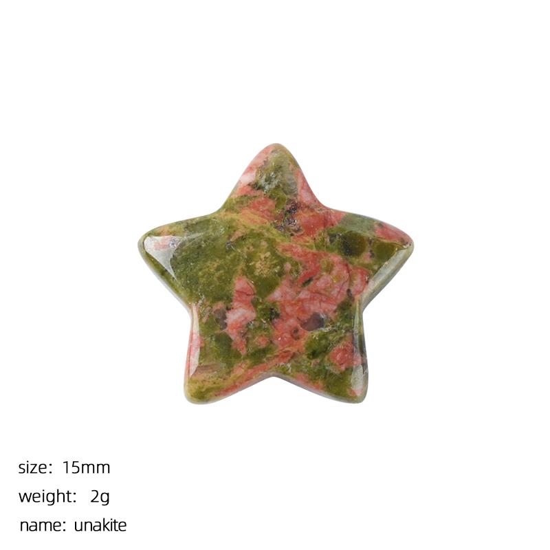 3Pcs Natural Stone Carved Five-pointed Star Figurine 15×15mm Polished Mini Crystal Star Ornament For Reiki Healing DIY Craft Jewelry Making