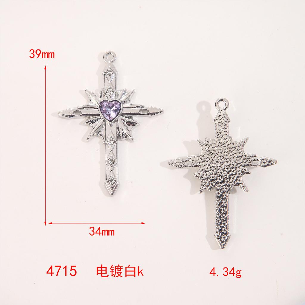 Love Starlight Inlaid Cross Crowe Heart Pendant Cool Spice Girl Diy Bracelet Necklace Ear Jewelry Material Accessories