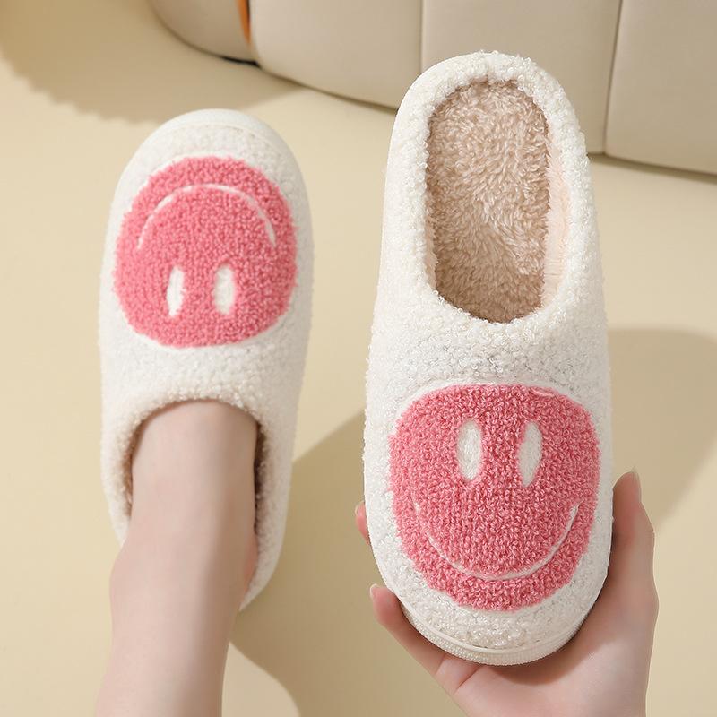 Cartoon smiley cotton slippers winter women's indoor home non-slip household autumn and winter warm slippers