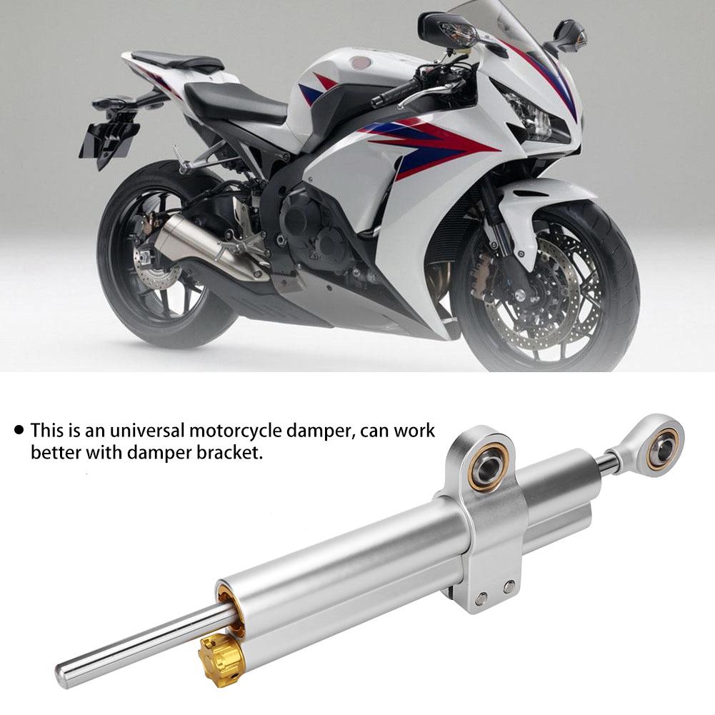 Universal Motorcycle CNC Aluminum Alloy Steering Damper Stabilizer Accessory (Sliver)