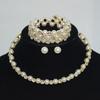 Bridal Wedding Pearl Rhinestone Bundle Neck Chain Collar Bracelet Stud Earrings Three-piece Amazon Claw Chain Set