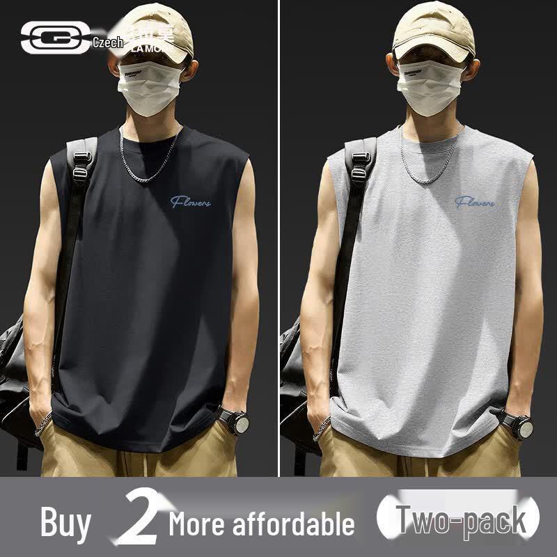 GENIOLAMODE Men s 2-Pack Pure Cotton Sleeveless T-Shirt 2XL