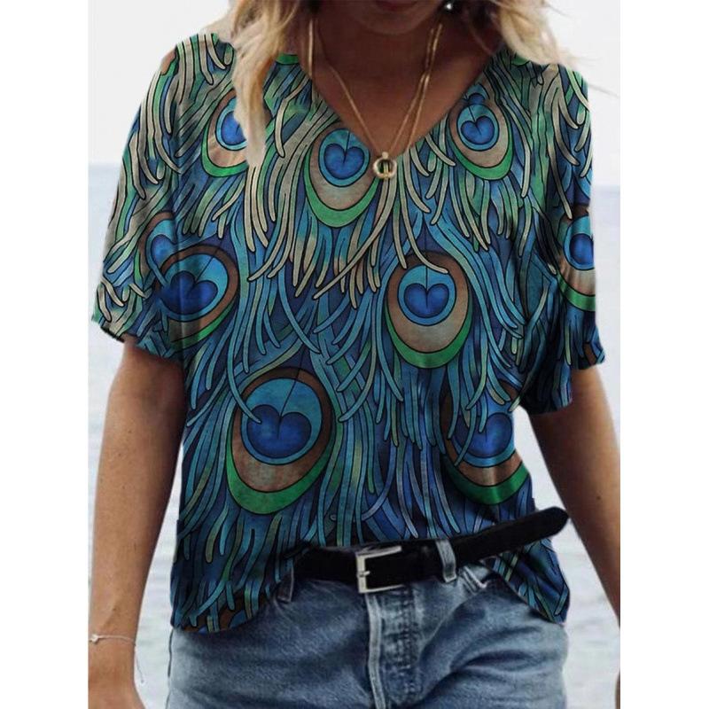 New Popular Abstract Painting 3D Printed Short Sleeved T-shirt for Women's Clothing