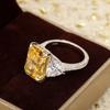 4ct Yellow Diamond Rock Sugar Ring Women's 925 Sterling Silver, Ice Flower Cut Sugar Cube Ring Niche High-end Light Luxury