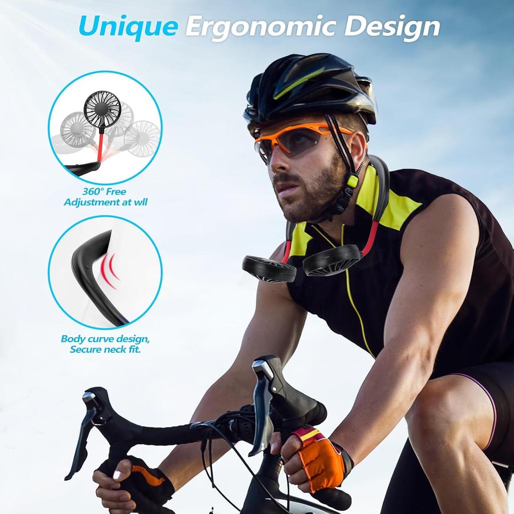 Mini USB Summer Cooling Fan Mini Neck Hanging Fan Hands Free Neckband Fan for Sports Home Office Travel