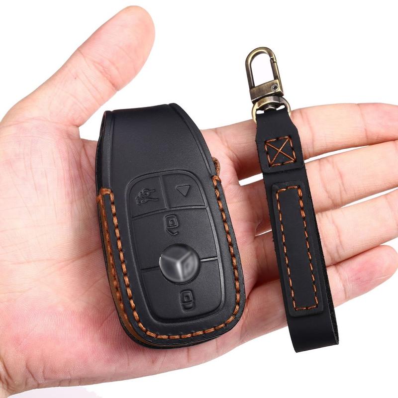 Leather Car Key Fob Case Cover Shell For Mercedes Benz A C S E GLA GLC CLS Class W205 W213 W177 W222 Remote Holder Bag Keychain