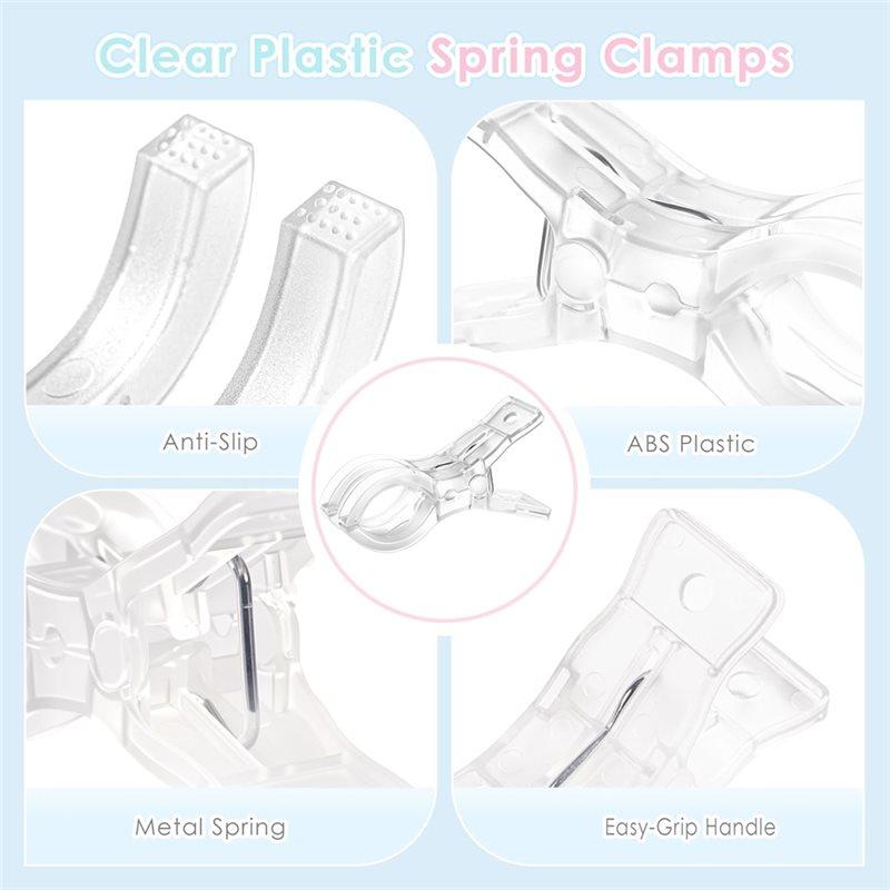 A60zspring Clamps, 10 Pcs 3.5 Inch Clear Plastic Clips For Balloon Arch Backdrop Crafting Decoration, Designmay