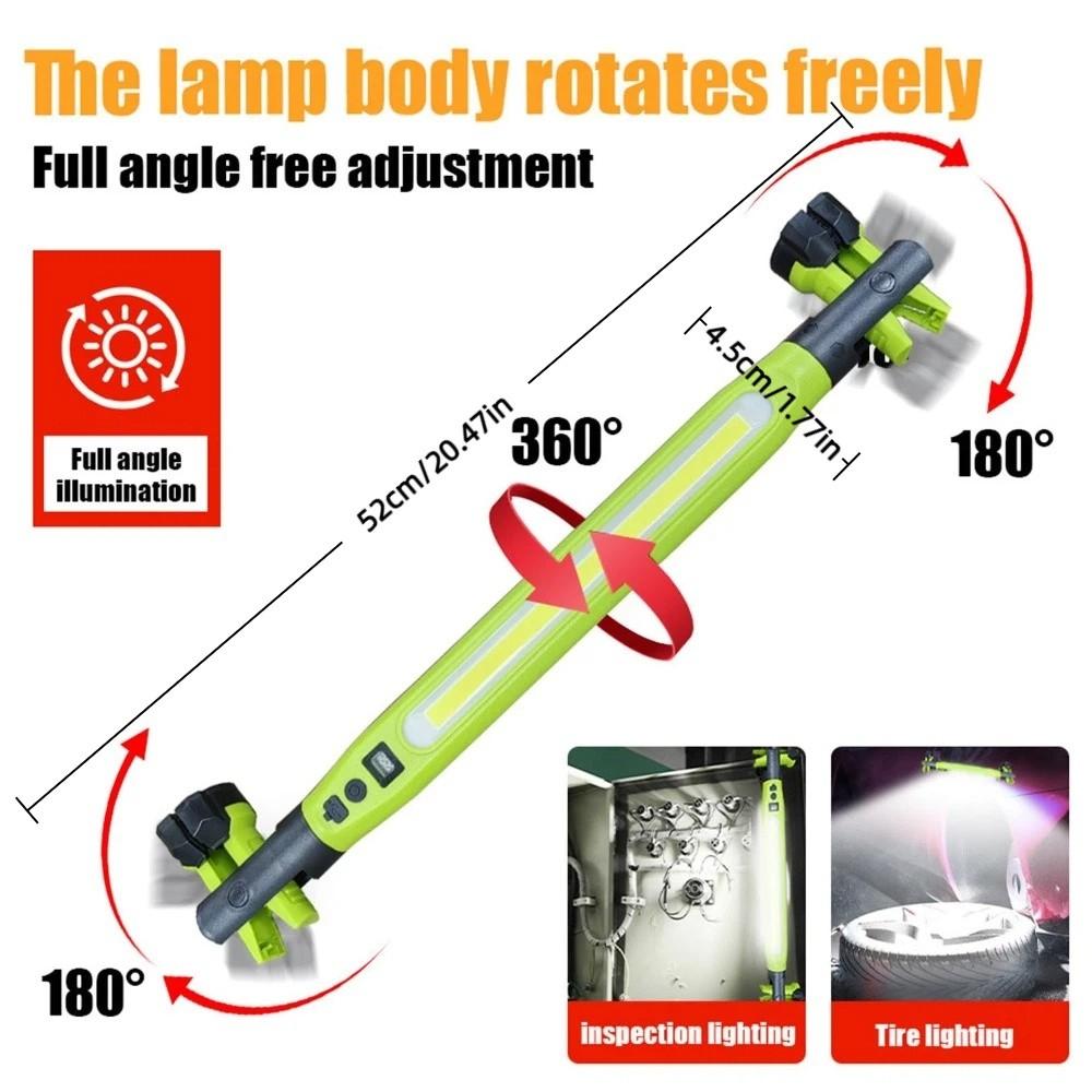 Hook Up LED Magnetic Flashlight Rechargeable COB Long Bar Light Repair, Camping Etc