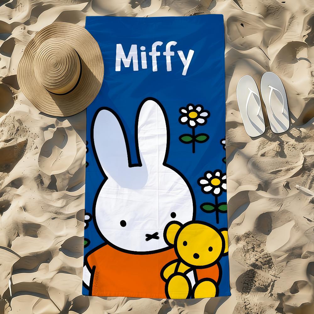 Cartoon M-Miffy Cute Kawaii Bunny Towel Beach Towel Oversized Quick Dry Towel Absorbent Soft Swim Beach Towels for Men Women