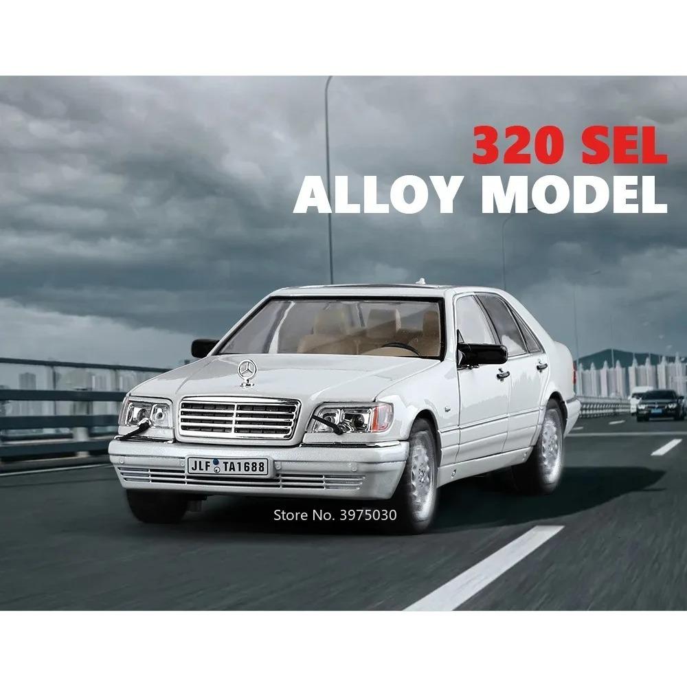 1/24 Benz W140 320SEL Toy Car Models Alloy Diecast with Sound and Light Rear Wheel Pull Back Function Vehicles Models Collect Gifts