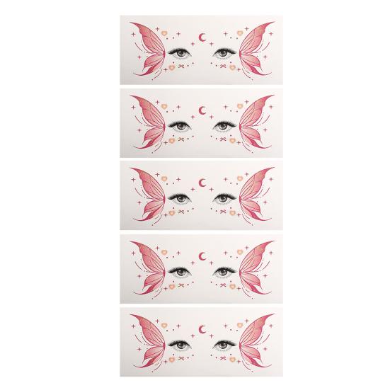 5 Sheets Glitter Butterfly Eye Stickers, Temporary Face Tattoos for Kids, Cartoon Decals for Festival Makeup, Party Decor