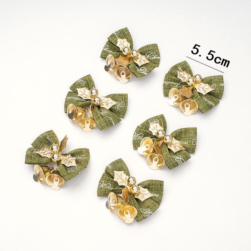 10pcs Christmas Bow With Bell Mini Xmas Tree Bowknot Pendant Ornaments For Home Decoration 2025 Navidad New Year Party DIY Gifts