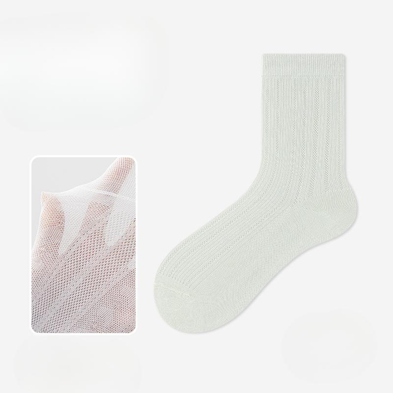 Women's Summer Thin Boneless Mid-calf Socks, Mesh Breathable Cotton Socks, Sweat-absorbing, Deodorizing, Antibacterial Pile Socks