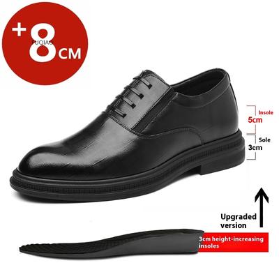 Pánske spoločenské topánky Veľká veľkosť Topánky na zvýšenie výšky 3CM/6CM/8CM pre svadbu Podnikanie Pohodlné kožené Oxfordské topánky