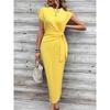 Elegantes Taillenband Gestreiftes Kleid Kurzärmelig Rundhals Schlanke Passform Lässig Sommerkleid Party Bodycon Damen Schnürung Bedruckte Kleidung