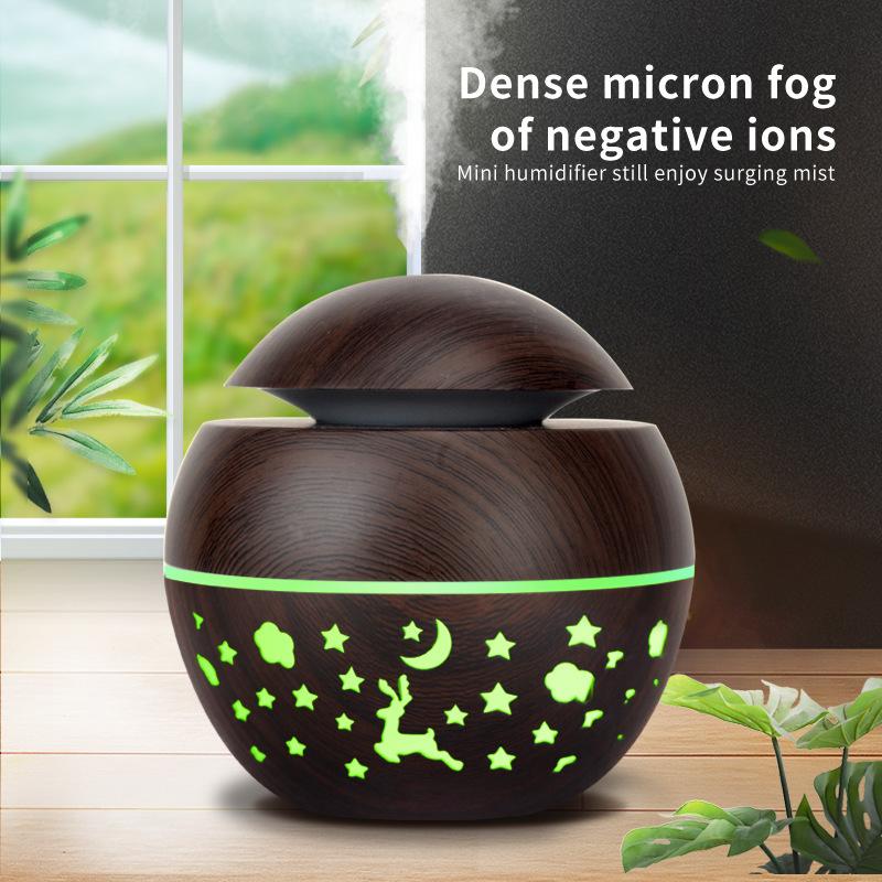 Domácí čistička vzduchu do ložnice s houbovou hlavou, USB stolní nebulizér, dřevěná textura, personalizovaný aromaterapeutický přístroj, zvlhčovač vzduchu
