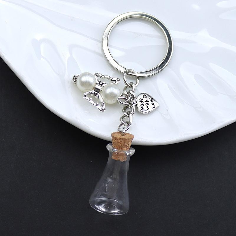 Chaveiro de Garrafa Vazia de Vidro Pingente Transparente Frascos de Óleos Essenciais Perfume Mini Garrafa dos Desejos Chaveiro Para Artesanato DIY