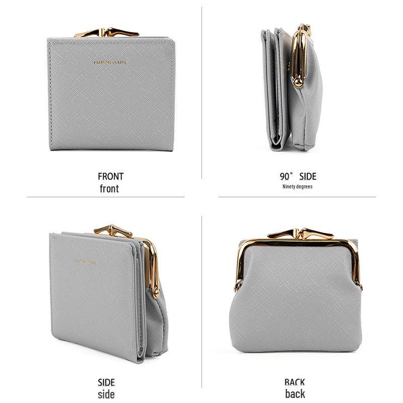 Women's Creative Iron Clip Wallet, High-End Mini Handheld Coin Bag with Light Gold Edges, Simple and Detachable Design