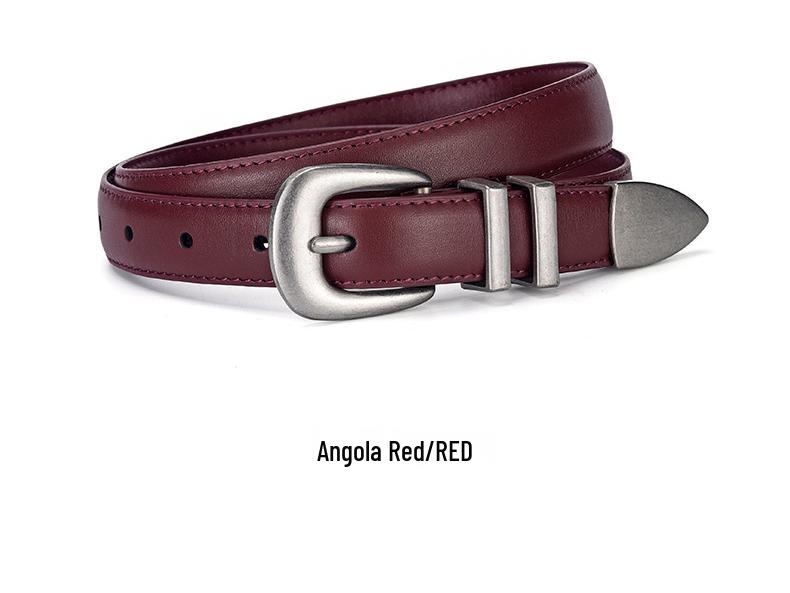 Ceinture pour femme en cuir véritable avec boucle fer à cheval, polyvalente, amincissante et tendance style coréen pour jeans, cuir de vache noir.