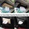 Leather Car Sunshade Tissue Holder - Hanging Tissue Box for Car Interior