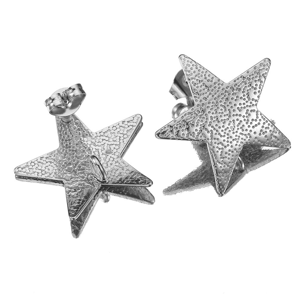 

No Fade 10pcs Stainless Steel Ear Studs Embossing Star Oval Rectangle with Back Plug Dangle Ring Earrings for Jewelry Making DIY