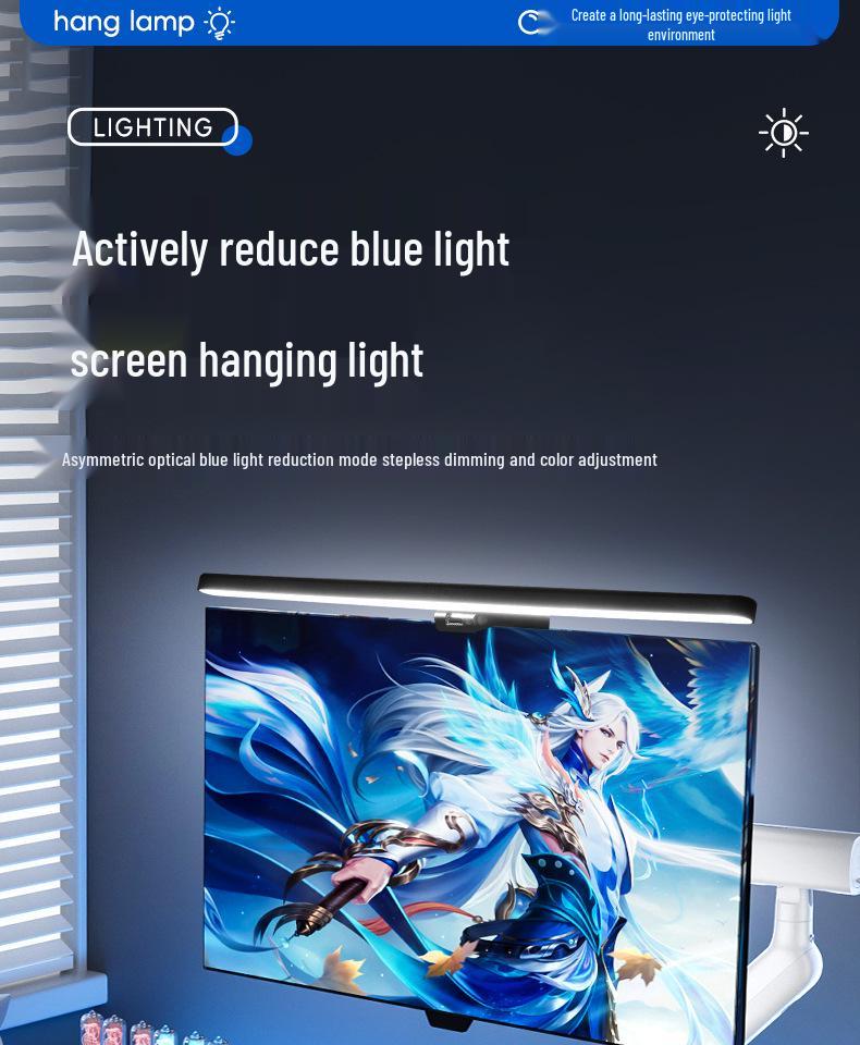 Anti-Blaulicht LED Schreibtisch- und Monitorlampe mit asymmetrischem Augenschutz und zeitgesteuerter Dimmfunktion