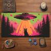 Retro UFO Black Cat MTG&TCG Tabletop Game Mat Magic Party Playmat Durable Rubber for Games 35X60cm Mouse Pad PC Offices Desk Mat
