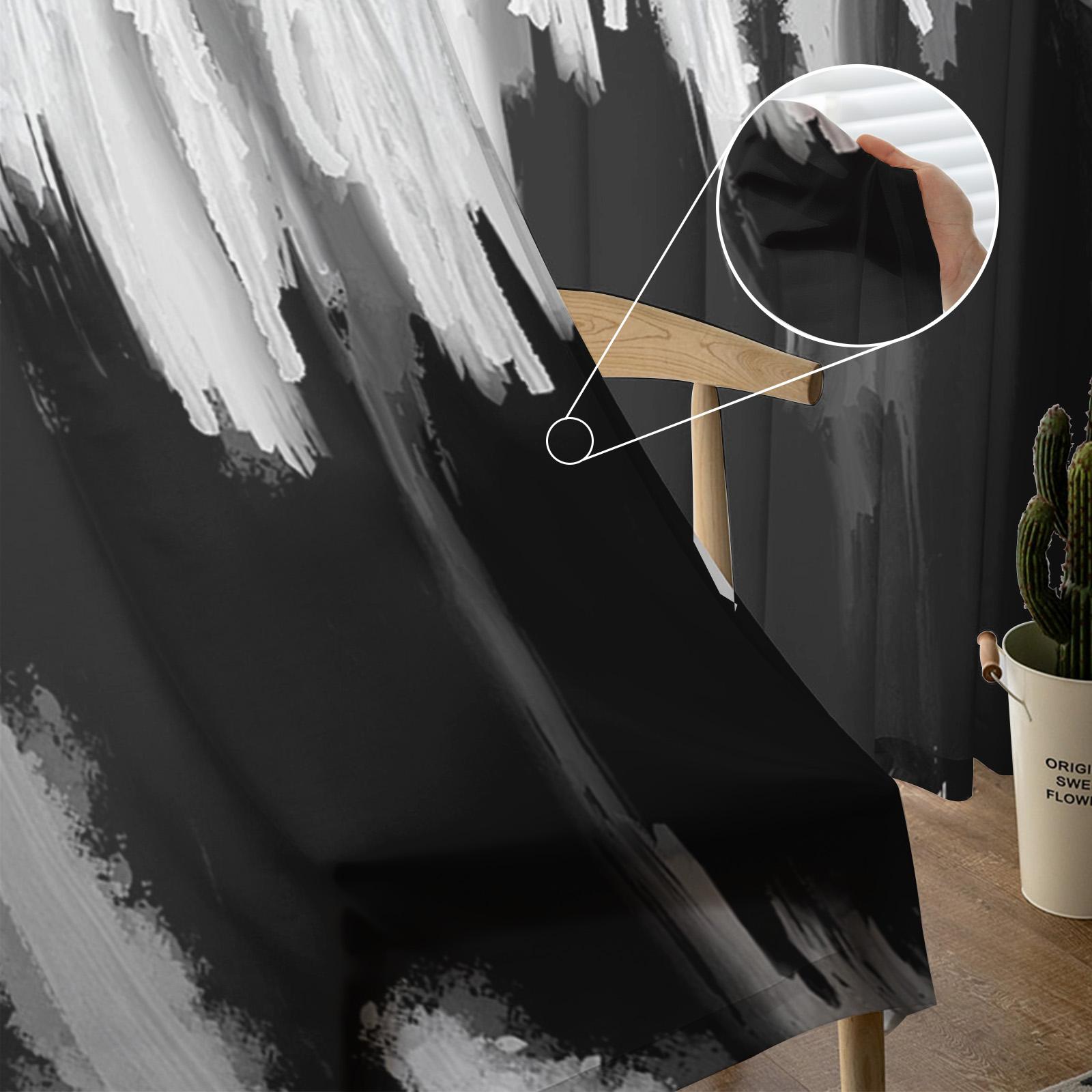 Черная картина маслом абстрактная текстура шифоновые прозрачные шторы для гостиной — фото 5